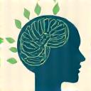 Icon of a brain with leaves, symbolizing mental growth