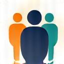 Icon of interlocking thought bubbles symbolizing community support.