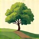 An icon representing longevity coaching: a graceful, winding path leading to a blooming tree, symbolizing growth and sustained vitality, in earthy green and golden hues.